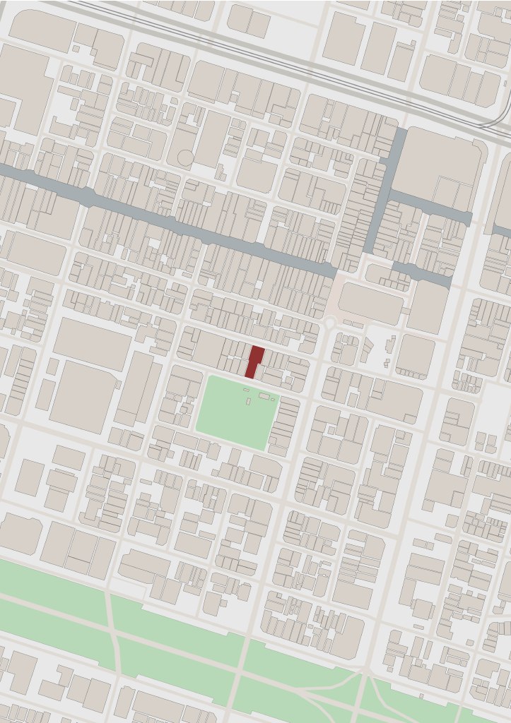 Site map at neighbourhood scale, showing the plot in its immediate context.