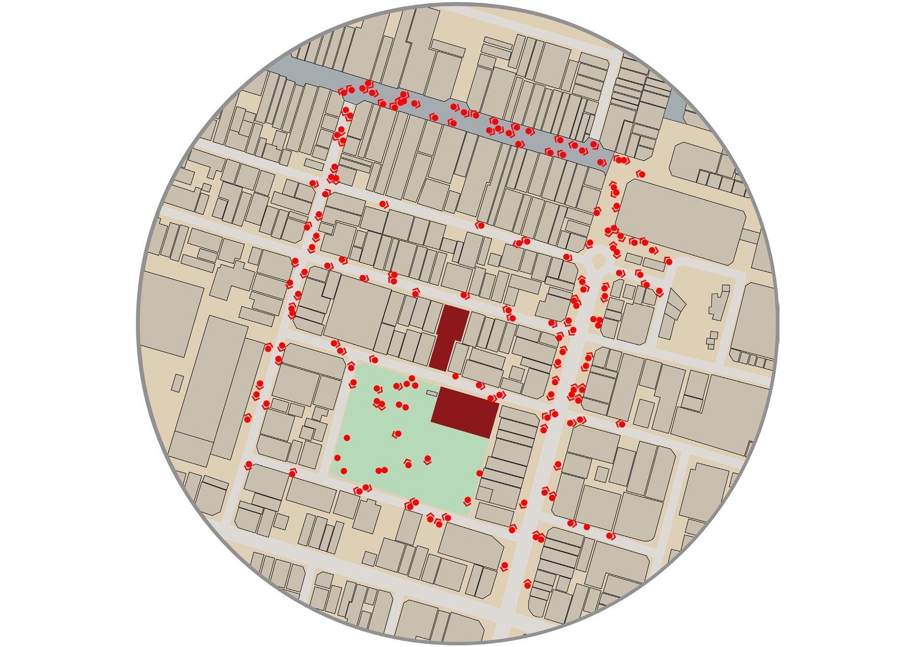 Urban analysis — Google Earth study of people in the area.