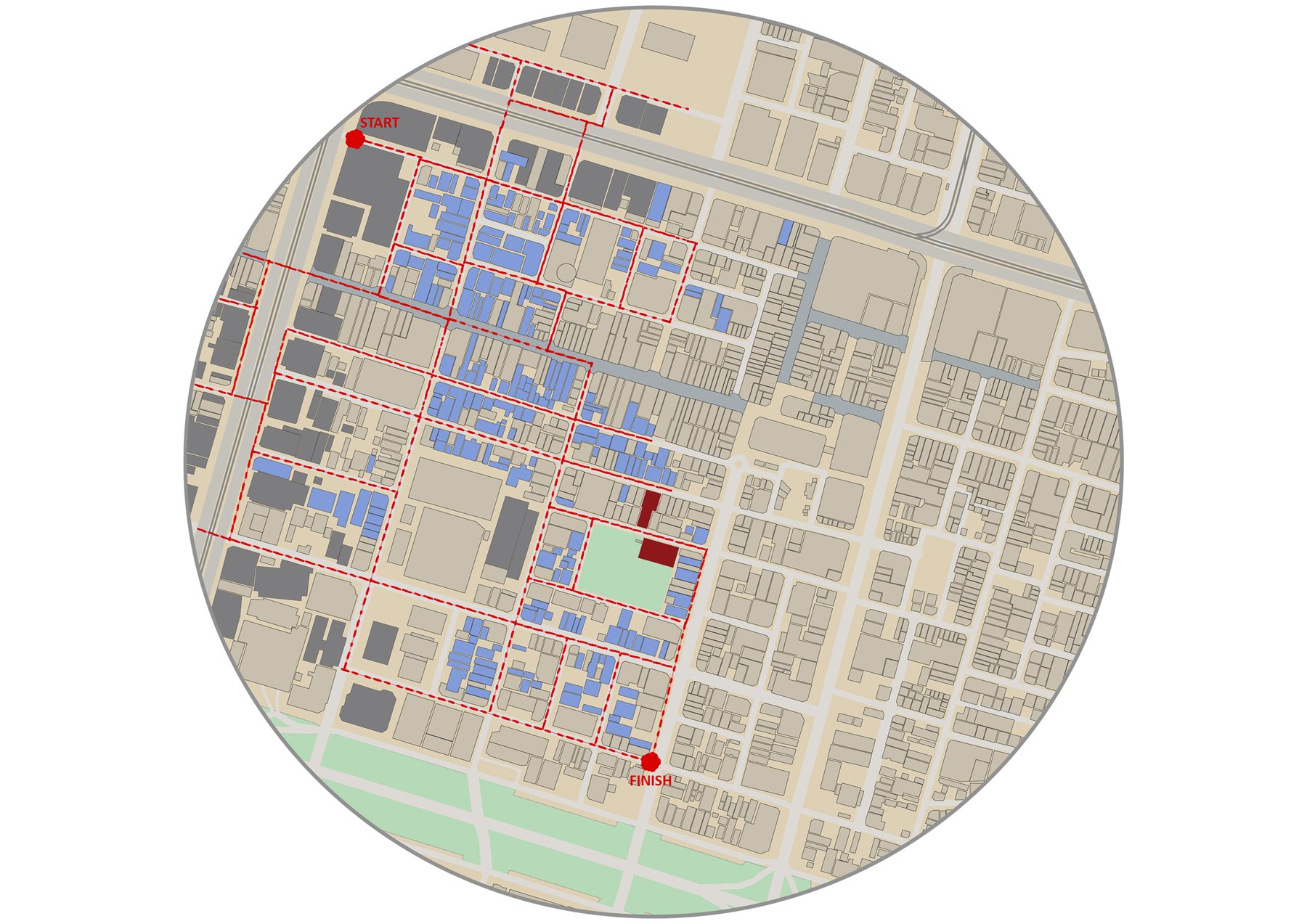 Urban analysis — office to residential movement across the day.