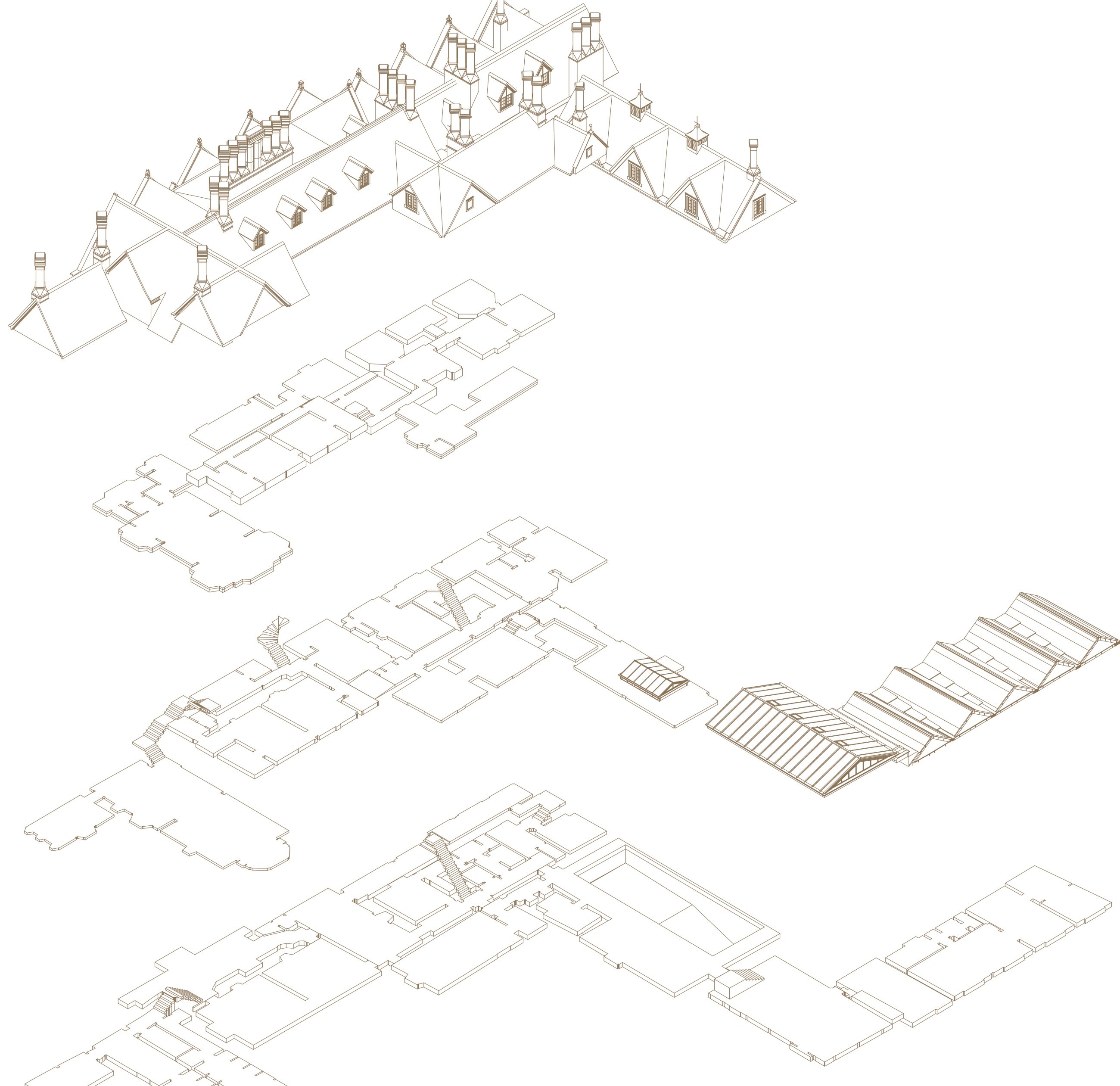 Isometric drawing of the Dinton estate.