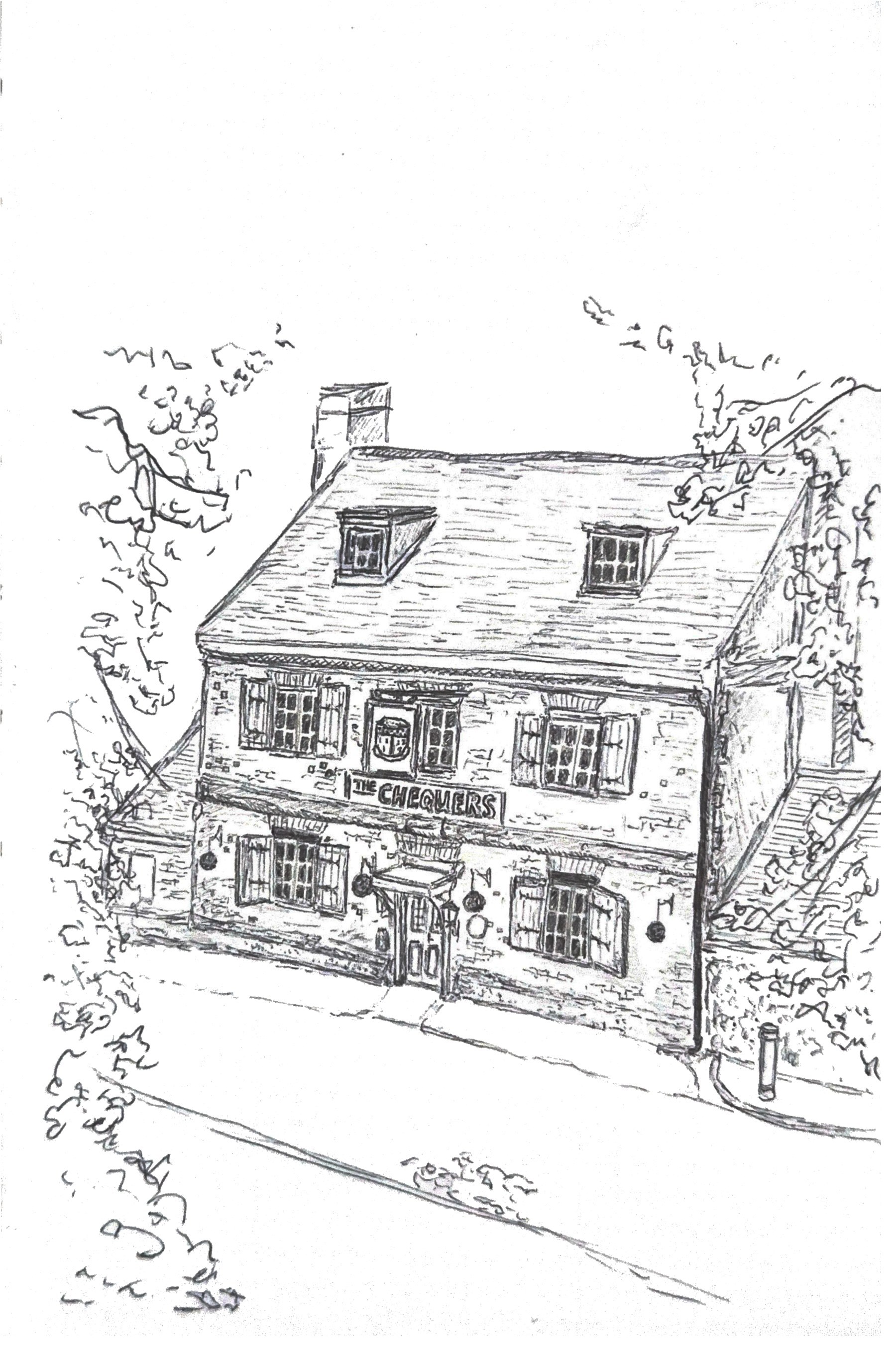 Illustration of The Chequers pub.