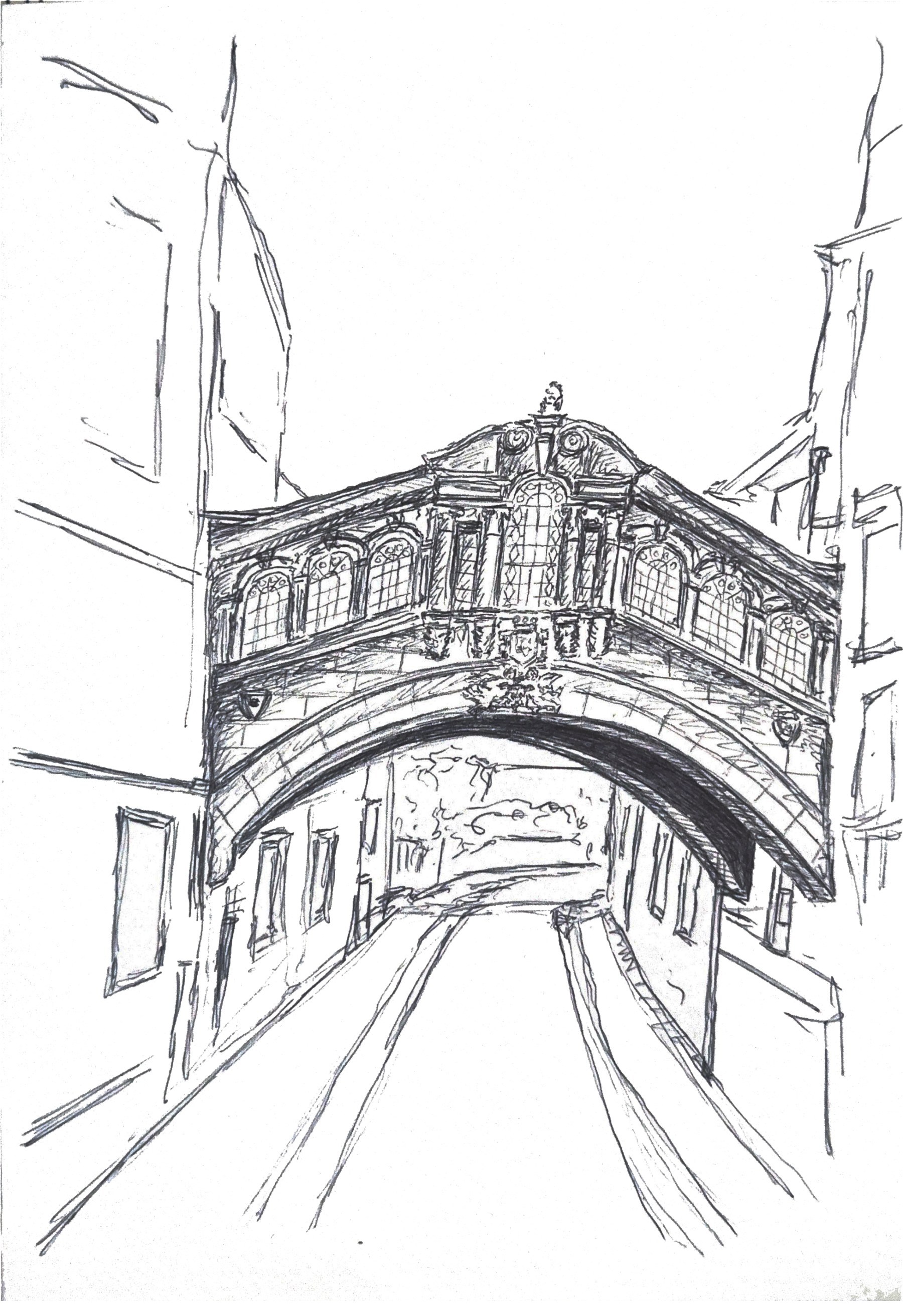 Illustration of the Bridge of Sighs, Oxford.