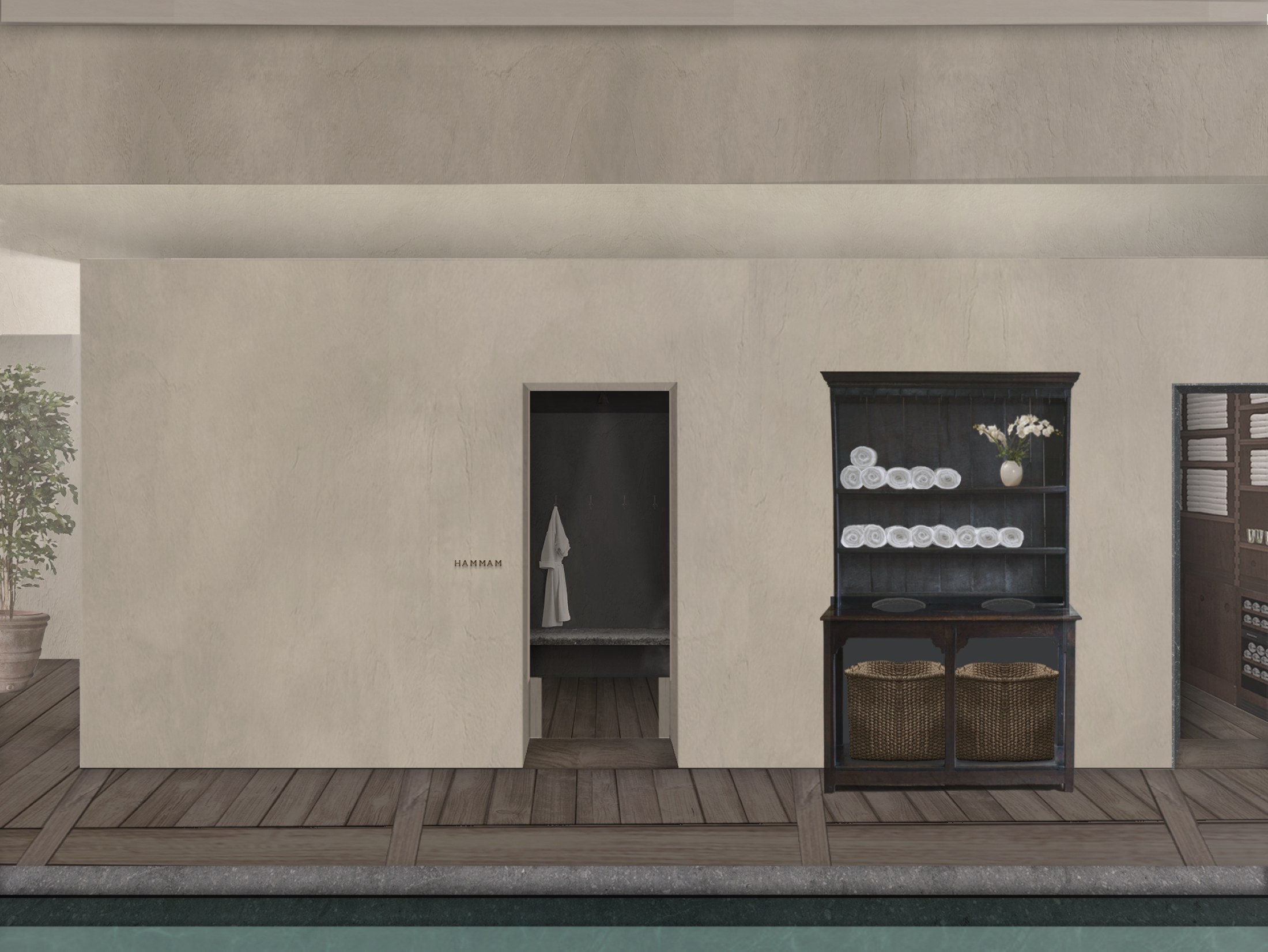 Pool view — interior design study.