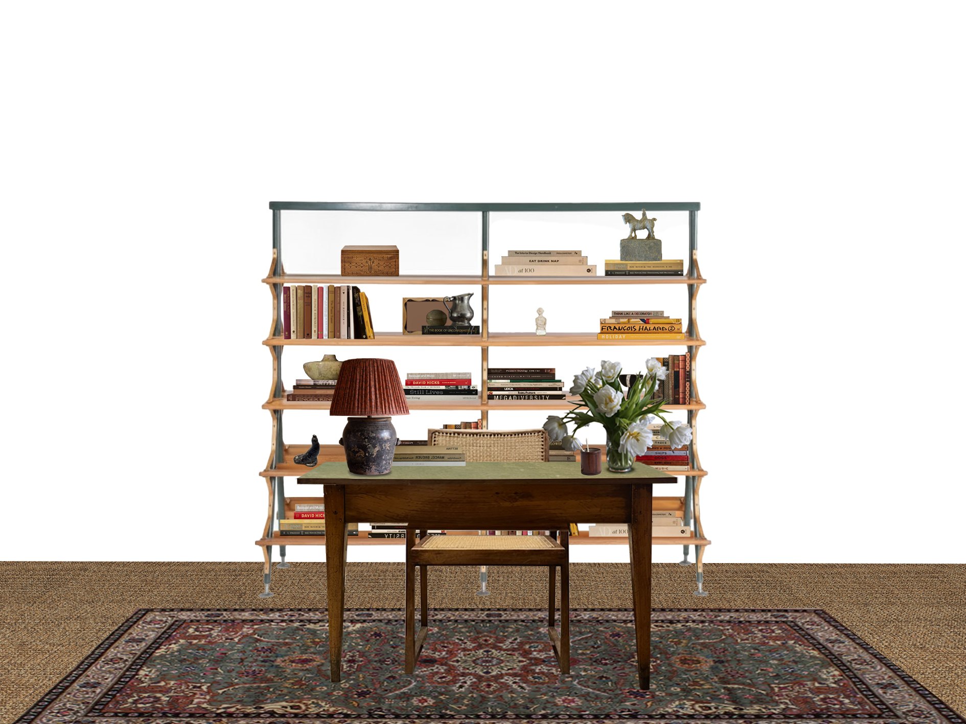 Writer's room with lamp — interior design study.