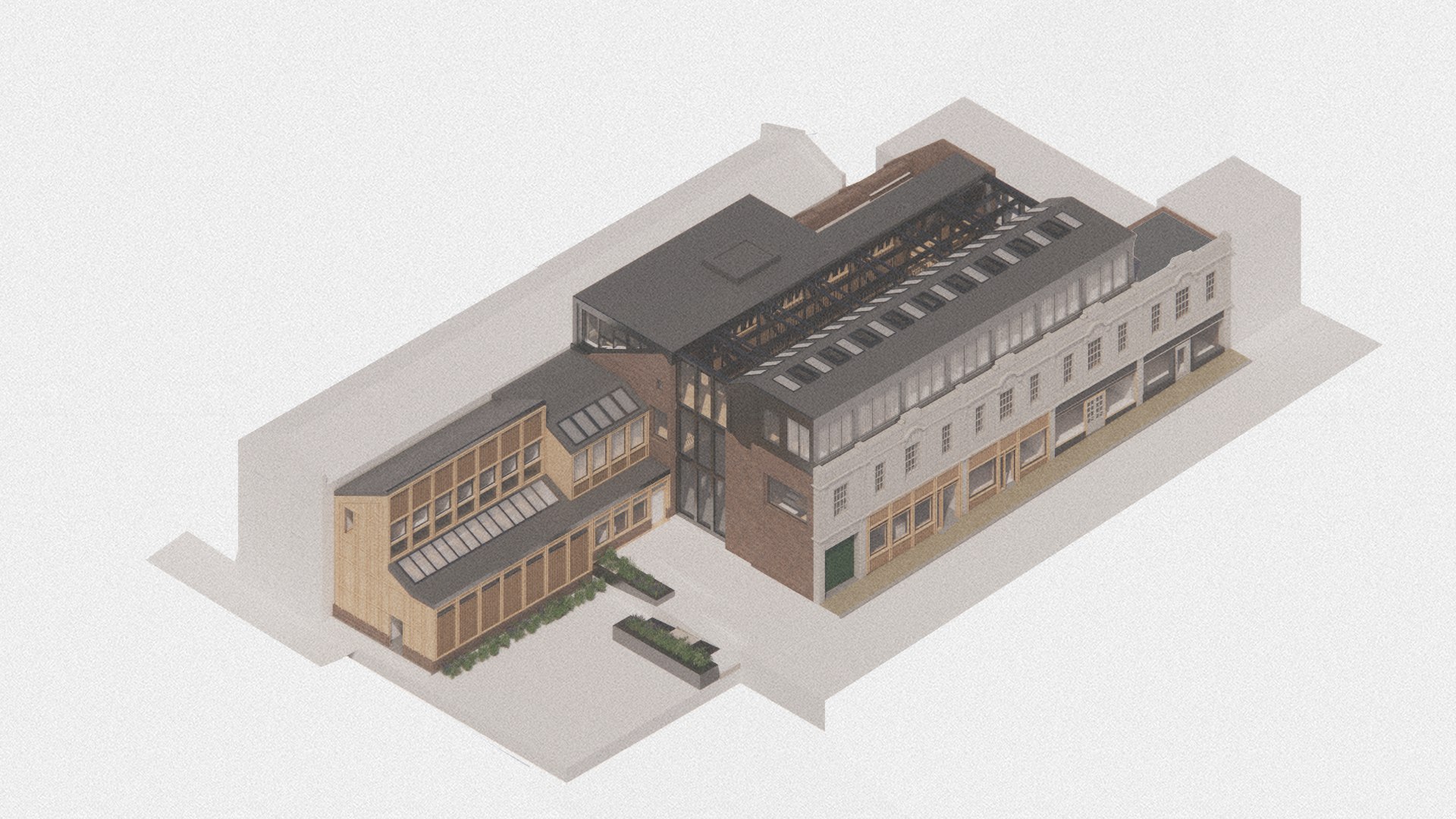 Aerial view of the completed scheme.