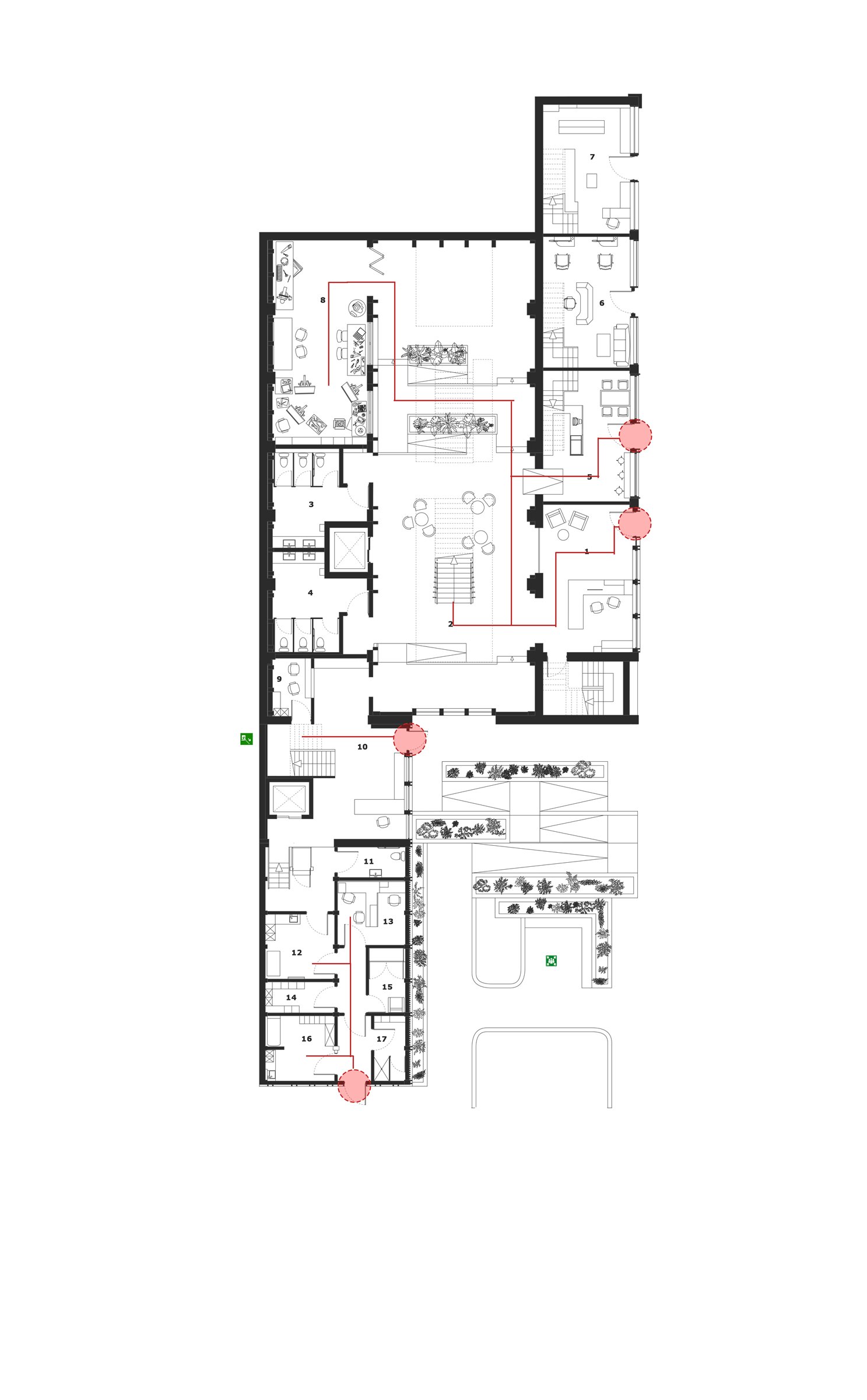 Fire strategy diagram — ground floor.