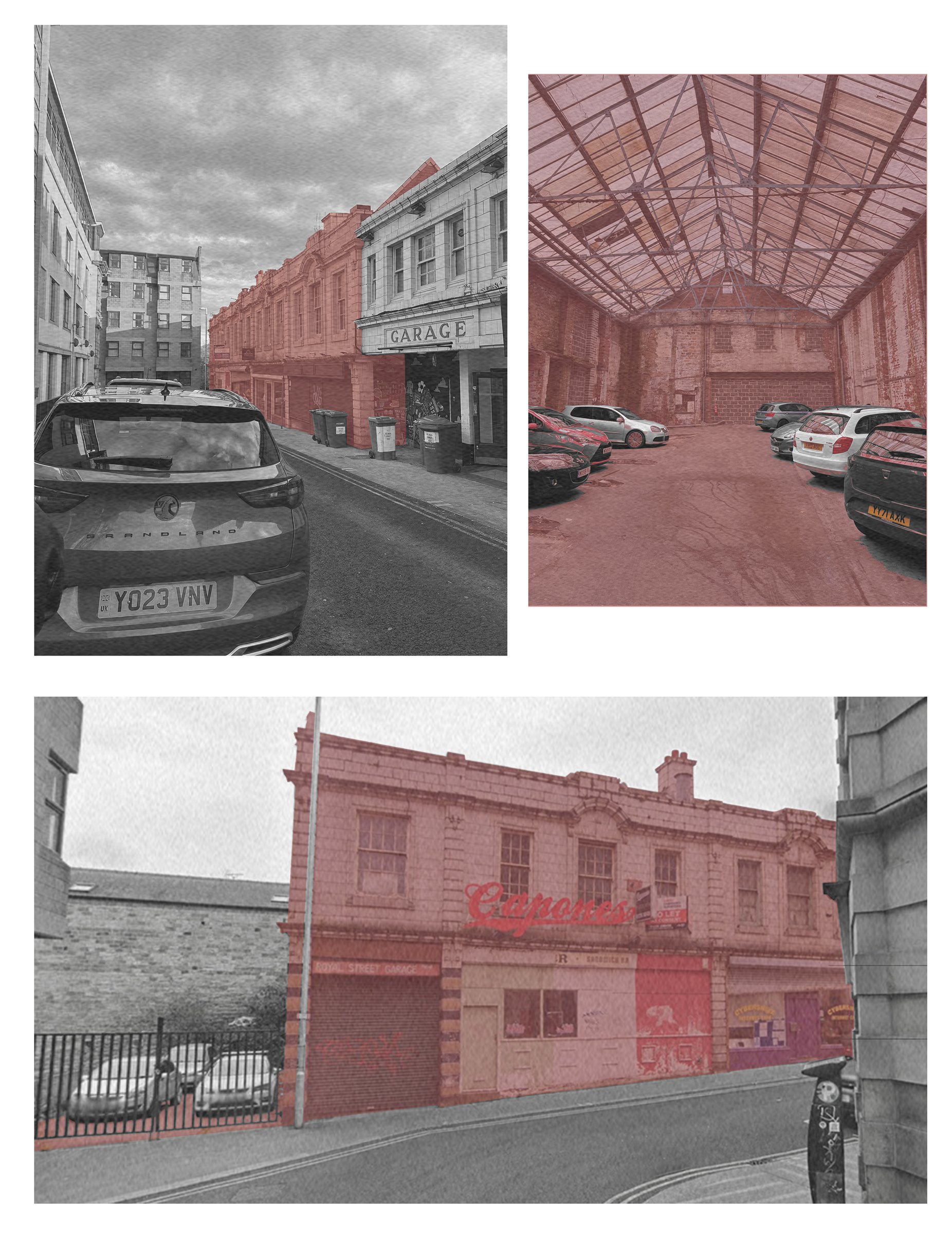 Photographs of the existing Royal Street site and surrounding streets.