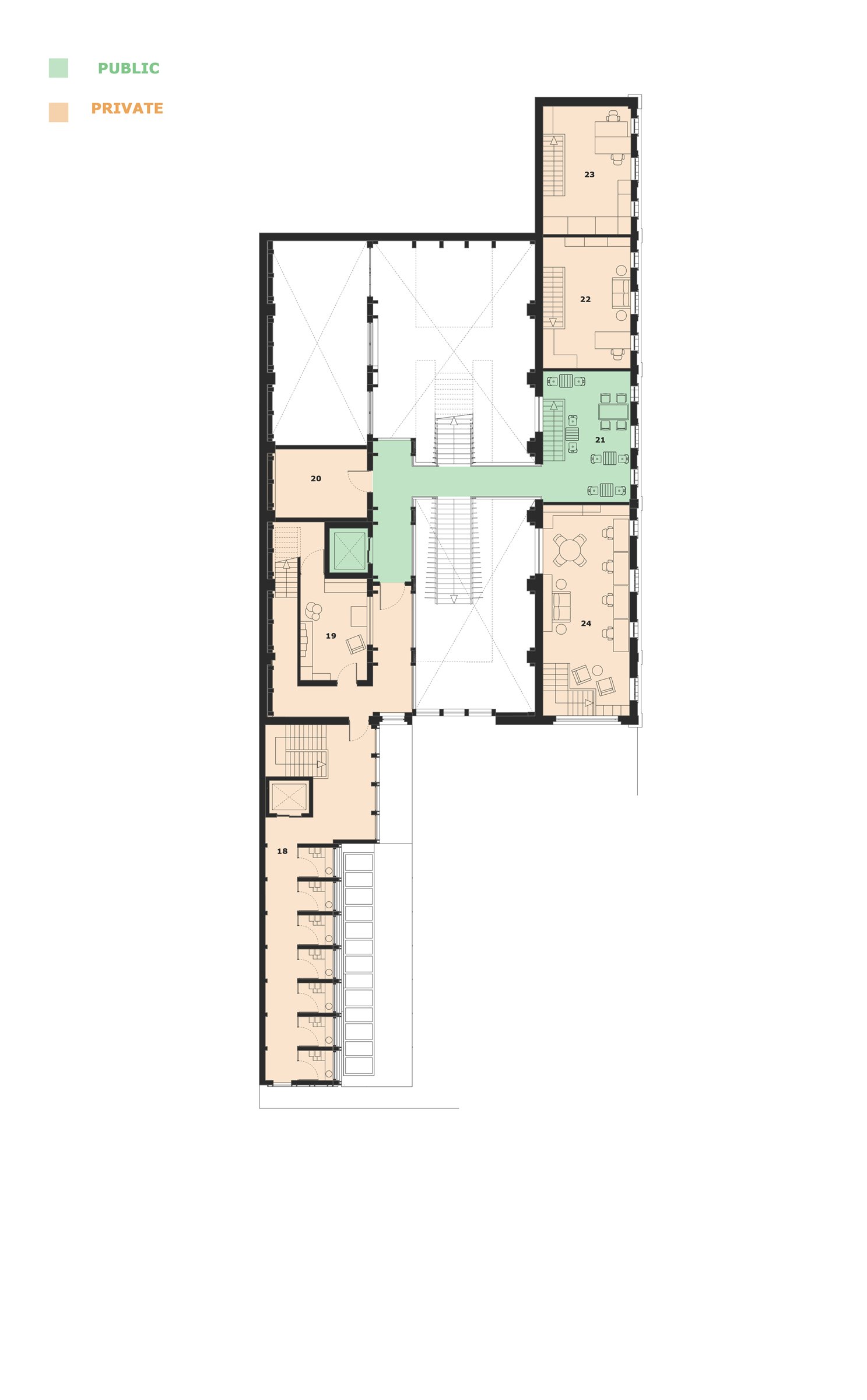 Public and private zones — first floor.